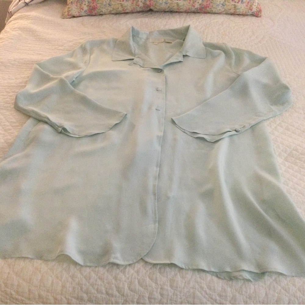 Soft Surroundings Green 100% Silk Tunic